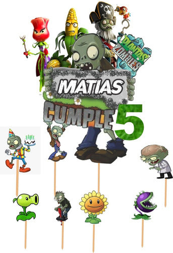 Adorno Torta Cake Topper Plantas Vs Zombies Varias Tematicas 0