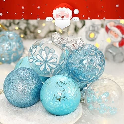 Adornos De Navidad Set De 30 Bolas Para Arbol Transp Azul 2