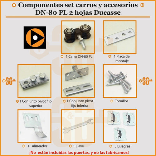 Set Herrajes Carros Dn-80 Pl 2 Hojas Ducasse Puerta Plegable 1