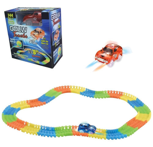 Compranet Glow Tracks Flexible Track Set with 1 Illuminating Car - 144 Pieces - 605 0