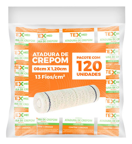 Atadura Crepom Faixa Bandagem Elástica 08cm Kit 120 Unidades 0