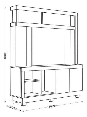 Rack Modular Tv 2 Puertas Con Patas Hasta 50 Pulgadas Living 3