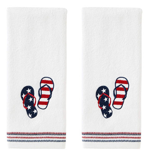 Skl Home Patriotic 4th Of July Americana Flip Flops Hand Towel Set (2-Pack) 0