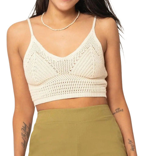 Top Remera Tejido A Crochet De Hilo Bali 0