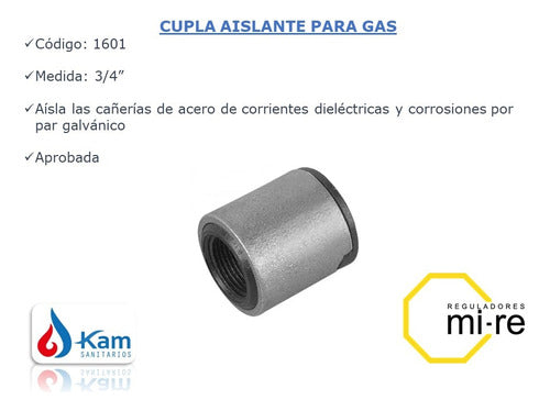 Cupla Aislante Para Gas 3/4   Mi-re 2