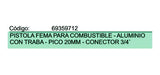 Pistola Surtidor Combustible Aluminio Pico 20mm Conector 3/4 1