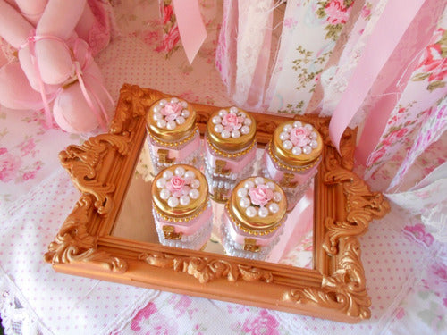 Set of 3 French Style Vintage Candy Deco Mirrored Trays 6