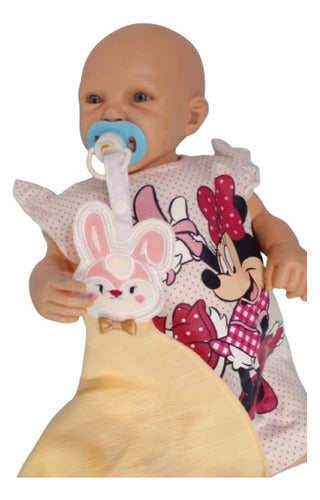Plush Comfort Blanket with Pacifier Holder and Bib Animal Friend 3