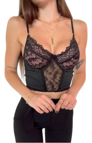 Premium Top Black Lace Bustier 0