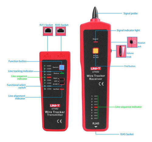 Uni-t Ut682 Teléfono Red Cable Línea Cable Tracker Probador 7