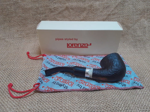 By Lorenzo Ricam Sandblasted Curved Briar Wood Pipe from Italy 1