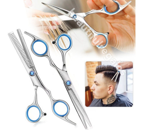 Beautifull Regalos Set of 2 Professional Hair Cutting Scissors: Straight Razor-edge & Thinning 2