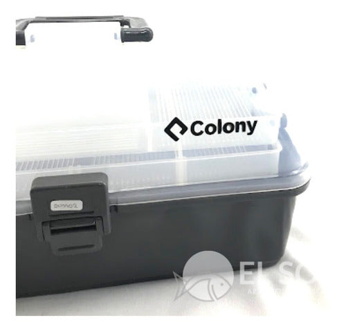 Caja Colony Pesca Hs 305 2 Bandeja Gris Con Tapa 3