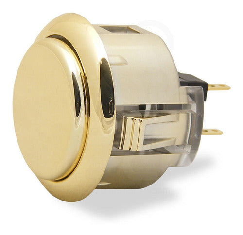 T/SANWA 30mm Metalized Golden Arcade Push Button 0