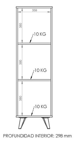 Dielfe Mueble Estanteria 3 Divisiones Modulo Escandinavo Biblioteca 3