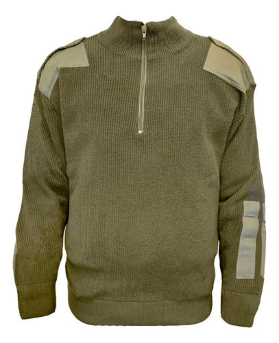 Tactical Lined Knitted Sweater with High Neck Zipper 0