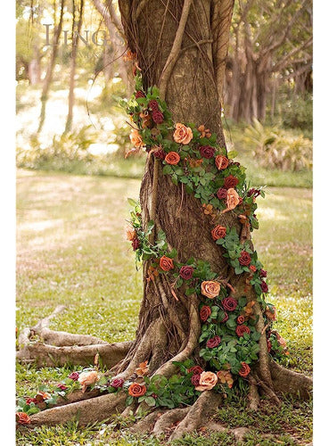 Ling's Moment Artificial Rose Flower Runner Garland 1