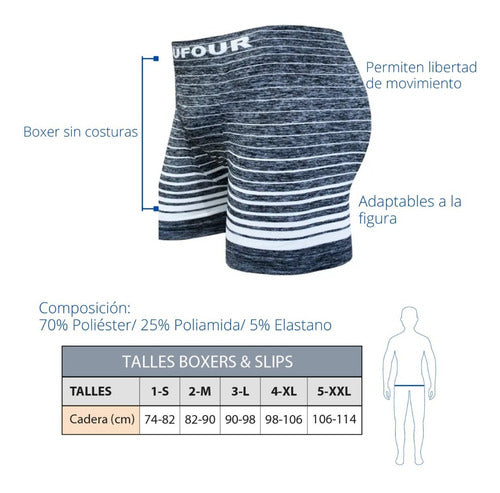 Men's Seamless Striped Cotton Boxer 3-Pack Dufour 11943 2