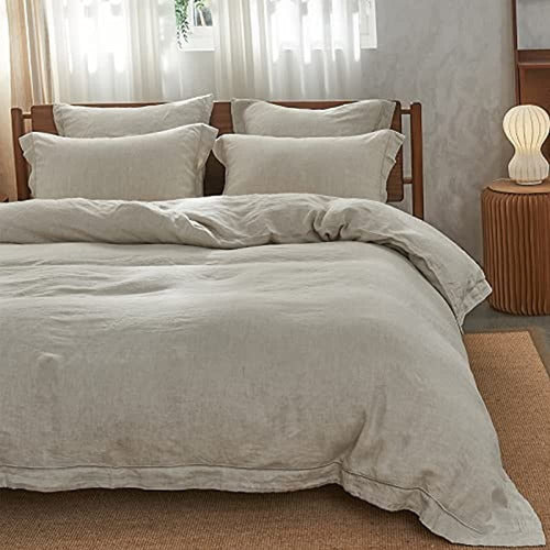 Simple&Opulence 100% Linen Embroidered Duvet Cover Set 0