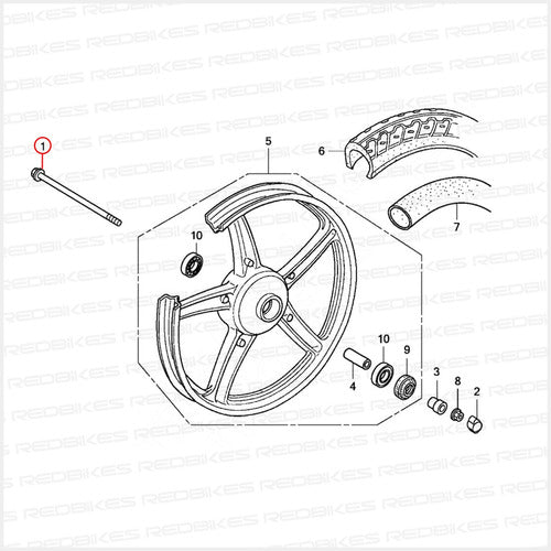 Eje Rueda Delantera Tuerca Honda Wave Sii Nf 100 Original Ex 2