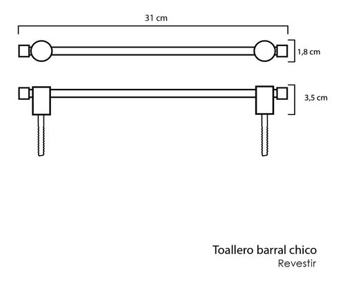 Revistir Toallero Barral Corto Accesorio Baño 2