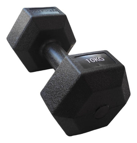 Tourmalhyn Hexagonal PVC Plastic Dumbbell 10 Kgs Fitness Gym 0