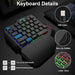 Mftek Combo De Teclado Y Mouse Para Juegos De Una Mano 2