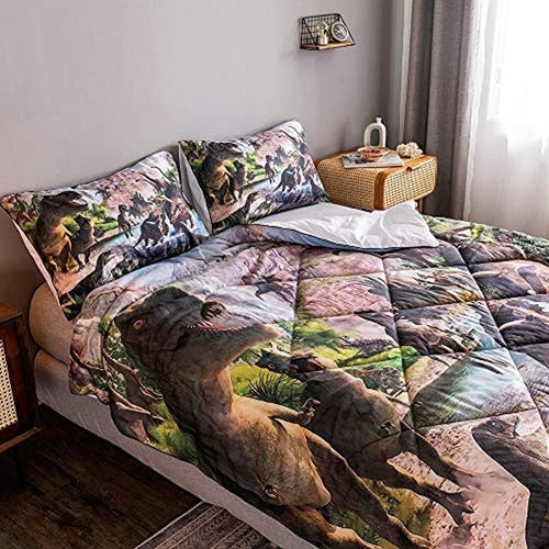 Adasmile A & S Dinosaur Comforter Set Twin Size Kids Dinosau 1