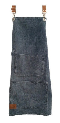 La Cautiva Gastro Apron in Jean with Leather Details 0