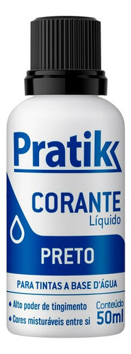 Corante Pratik Líquido Preto 50ml - Embalagem Com 12 Unidade 0