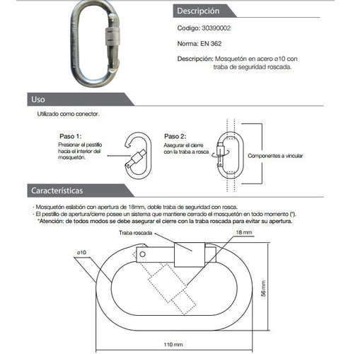 X-Urban Type Link Carabiner with Screw Lock for Height Safety 1