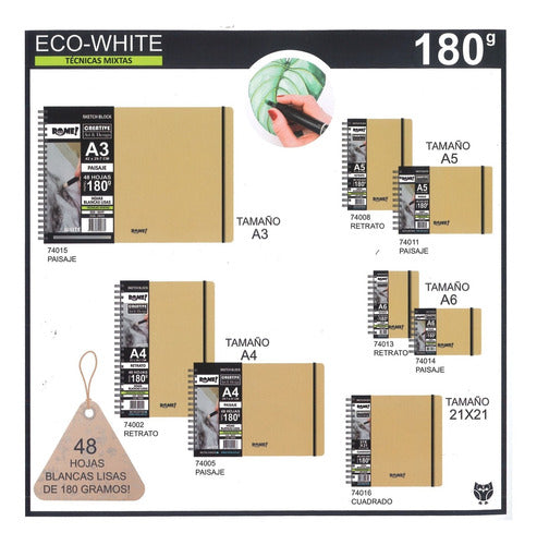 Rome Eco White Sketch Block A6 48 Sheets White 180 Grams 1