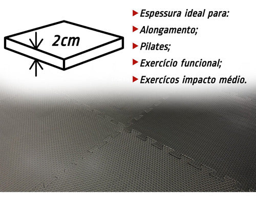 6 Pçs Tapete Tatame Eva Treino Fitness 100x100cm 20mm Preto 5