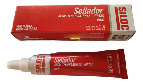 High Temperature Red Silicone Sealant 100% Siloc 25g 0