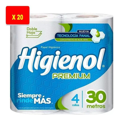 Higienol Premium Double Sheet Toilet Paper - 2 Packs of 10 Rolls, 30 Meters Each 0