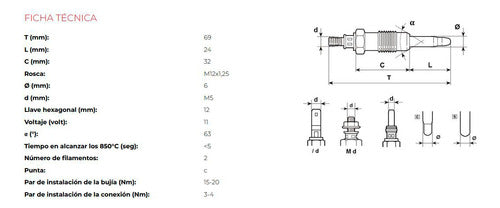 Champion Kit 4 Incandescent Glow Plugs for Renault Trafic 2.1 D 1