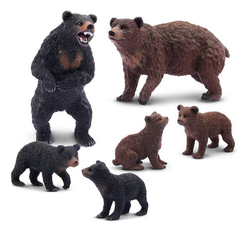 Toymany 6pcs Bear Animal Figures, Realistic Forest Animal Be 0