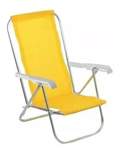 Aluminum Beach Chair 4-Position Recliner with Plastic Arms Camping Portable Seat 0