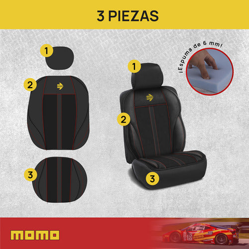 Momo Universal 3-Piece Seat Cover Foam 6mm PVC + Suede 4