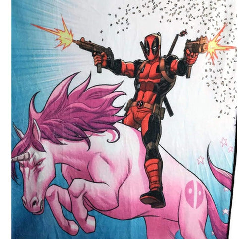 Marvel Bazillion Dreams Deadpool Unicorn Fleece Blanket 1