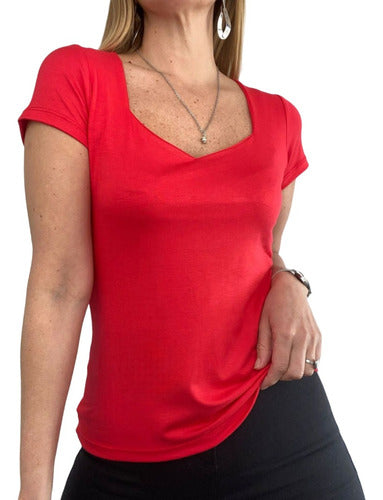 Modal Short Sleeve Heart Neck T-shirt Sizes 2 to 5 - Various Colors 3