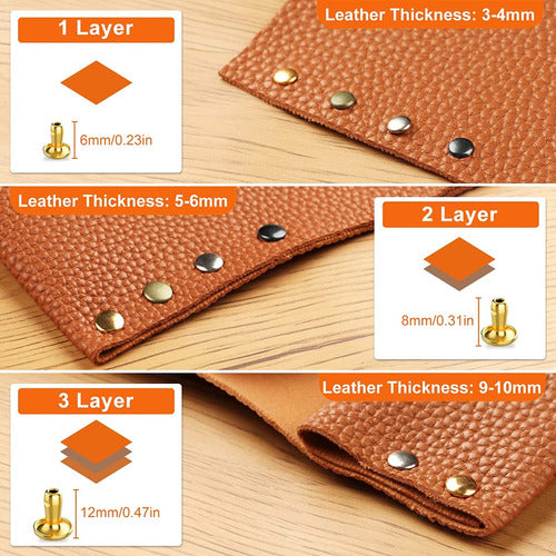 Alritz Leather Rivet Sets - 3 Sizes, 4 Colors 5