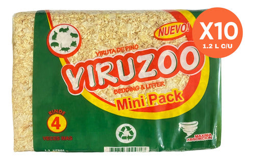 Viruzoo Mini Pine Shavings for Hamsters, Guinea Pigs, Rodents, and Hedgehogs - Pack of 10 1