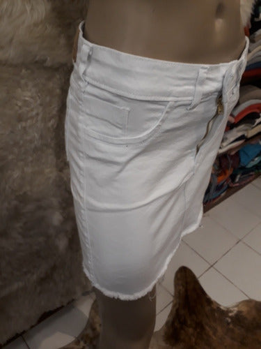 Principessa White Distressed Denim Skirt 3