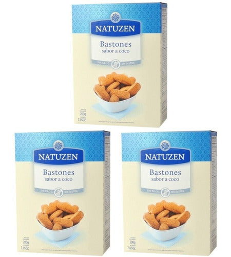 Bastones Galletitas Bastoncitos Natuzen De Coco Sin Tacc 200g Pack X3 0