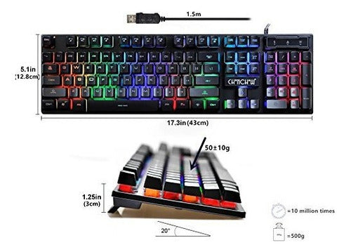 ChonChow Led Retroiluminado Teclado Y Raton Combo Teclas Multimedia 1