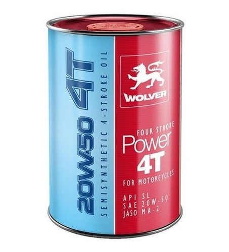 Wolver Four Stroke Power 4T 20W-50 Semi-Synthetic Motorcycle Engine Oil 1L 0
