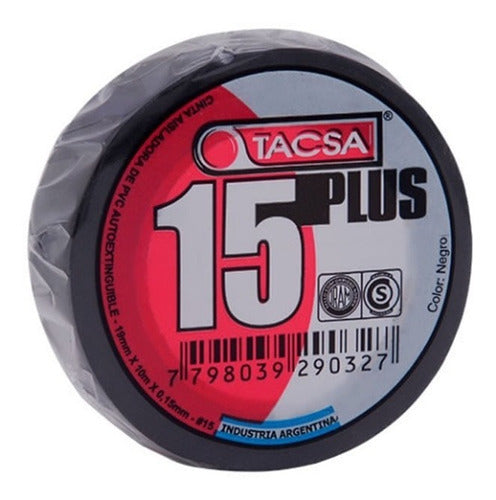 Tacsa 15 Plus Black PVC Insulating Tape 10 Meters Pack of 10 Units 0