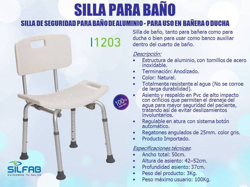 Silfab Silla De Ducha Baño Aluminio Reforzada Zona Oeste-Urquiza 1