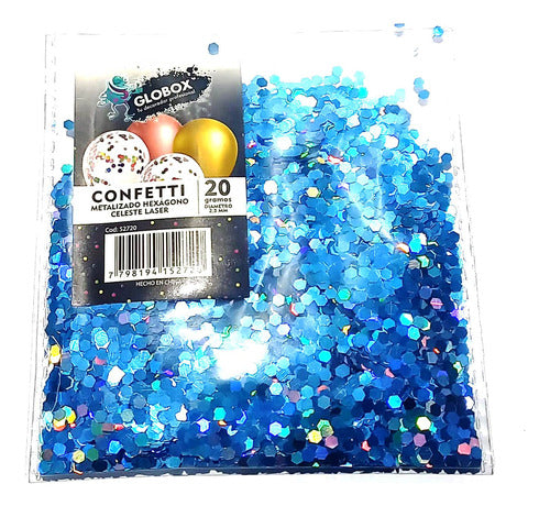 Globox Confetti Metalizado Hexagono Laser X 40grs - 5 Soles 0